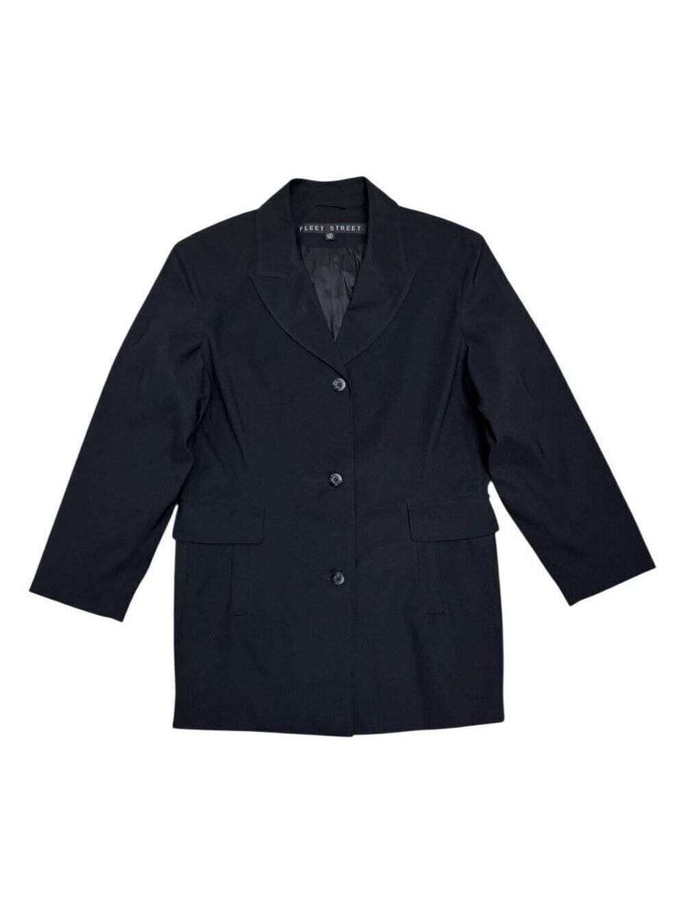 FLEET STREET Black Vintage Retro Long Trench Business Jacket Coat Womens Large